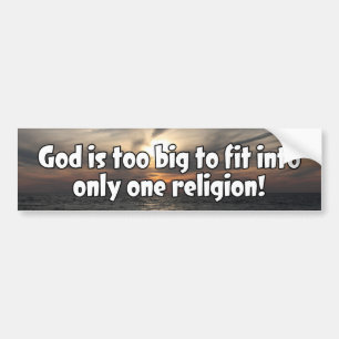 God is te groot bumpersticker