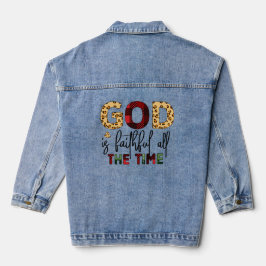 God is trouw de hele tijd Christelijk Kerstmis Denim Jacket