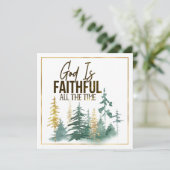 God is trouw de hele tijd het Vlat Wenskaart (Staand voorkant)