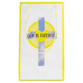 God is trouwe kruishelling Bijbel Verse Geel Klein Cadeauzakje (Voorkant)
