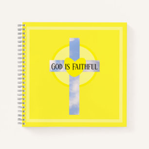 God is trouwe kruishelling Bijbel Verse Geel Notitieboek