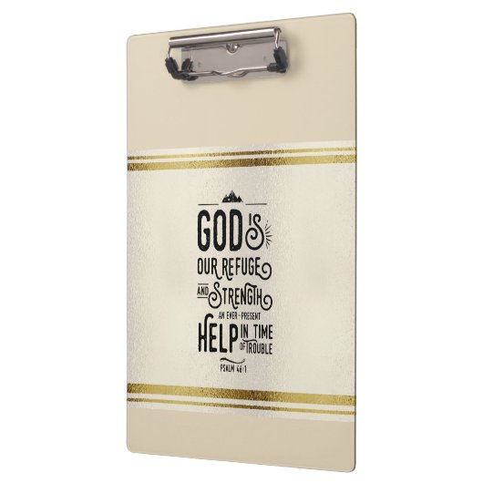 God is Vluchtel en Sterkte Christelijke Bijbelvers Klembord (Links)