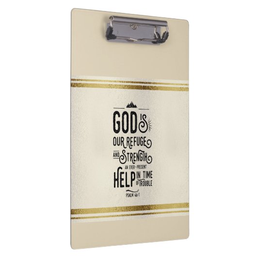 God is Vluchtel en Sterkte Christelijke Bijbelvers Klembord (Rechts)