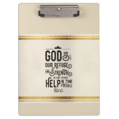 God is Vluchtel en Sterkte Christelijke Bijbelvers Klembord (Voorkant)