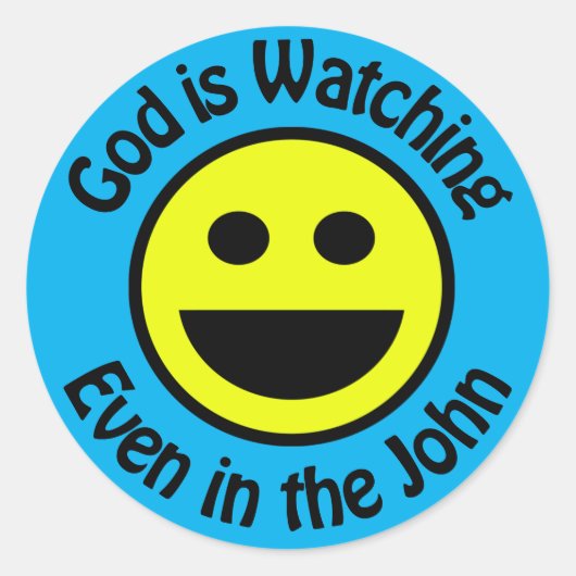 God is Watching Ronde Sticker (Voorkant)