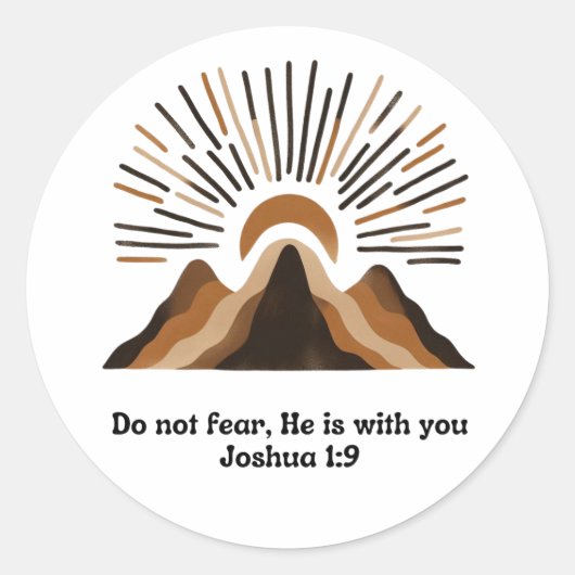 God is with you – Joshua 1:9 | Boho mountains, min Ronde Sticker (Voorkant)