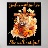 God Is Within Her She Will Not Fail Lioness Cross Poster (Voorkant)