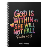 God is Within Her, She Will Not Fall  Bible Women Notitieboek (Voorkant)