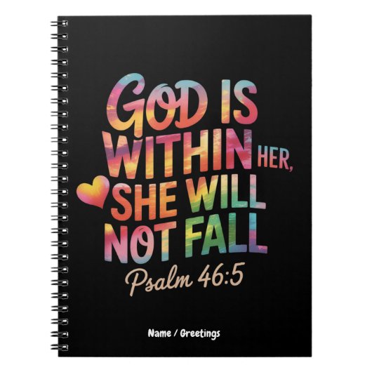 God is Within Her, She Will Not Fall  Bible Women Notitieboek (Voorkant)