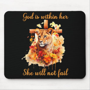 God Is Within Her Ze Zal Niet Falen Leeuwin Kruis Muismat
