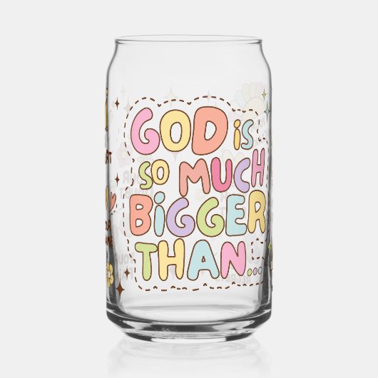 God is zoveel groter dan blikvorm glas (Links)