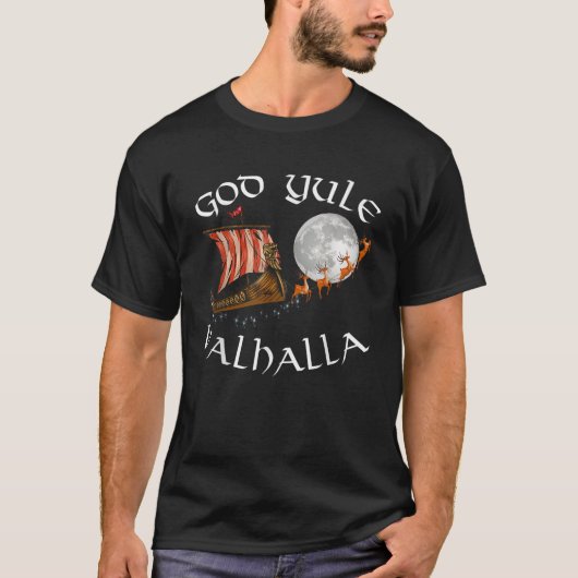 God J l Good Yule Christmas Viking Ship With Reind T-shirt (Voorkant)