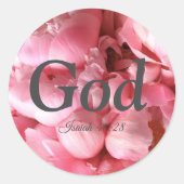 God Jesaja 40:28 Vers Elegant Roze Bloemen Classi Ronde Sticker (Voorkant)