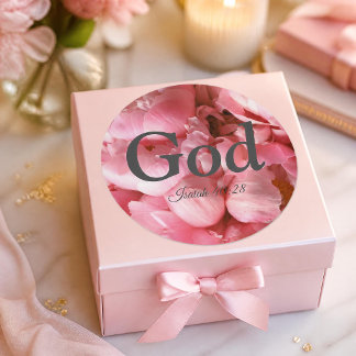 God Jesaja 40:28 Vers Roze Bloemen Elegant  Ronde Sticker