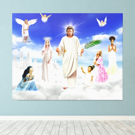 God Jezus Bijbel Engel Christendom religie Pasen Canvas Afdruk (Insitu (Houten vloer))