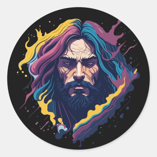 God Jezus Christus Ronde Sticker (Voorkant)