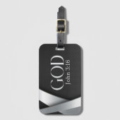 GOD | Johannes 3:16 met gedurfde metalen achtergro Bagagelabel (Voorkant (verticaal))
