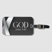 GOD | Johannes 3:16 met gedurfde metalen achtergro Bagagelabel (Voorkant (horizontaal))