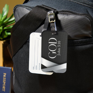 GOD | Johannes 3:16 met gedurfde metalen achtergro Bagagelabel