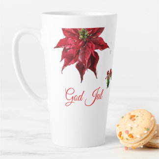 God Jul Christmas Stocking – Festive Poinsettia  Latte Mok