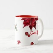 God Jul Christmas Stocking – Festive Poinsettia  Tweekleurige Koffiemok (Voorkant rechts)