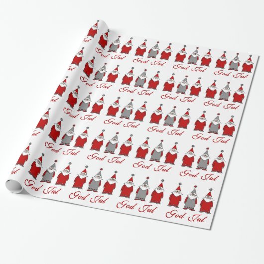 God Jul/Cute Funny Tomten Cadeaupapier (Uitgerold)
