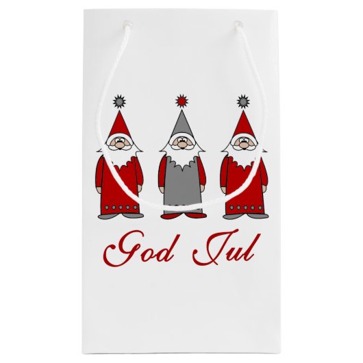 God Jul | Cute Funny Tomten Noors kerstfeest Klein Cadeauzakje (Achterkant)