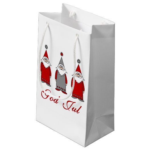 God Jul | Cute Funny Tomten Noors kerstfeest Klein Cadeauzakje (Achterkant Gekanteld)