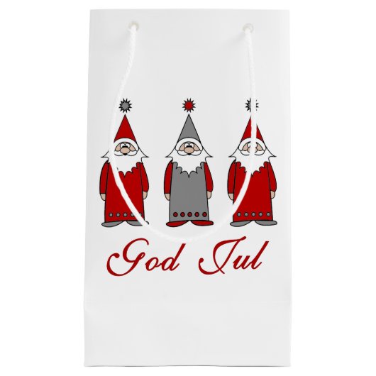 God Jul | Cute Funny Tomten Noors kerstfeest Klein Cadeauzakje (Voorkant)