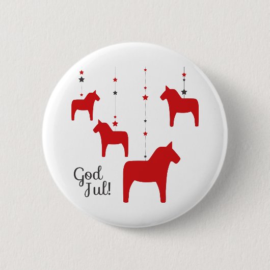 God jul! Dala Horse Button (Voorkant)
