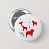 God jul! Dala Horse Button (Voorkant /achterkant)