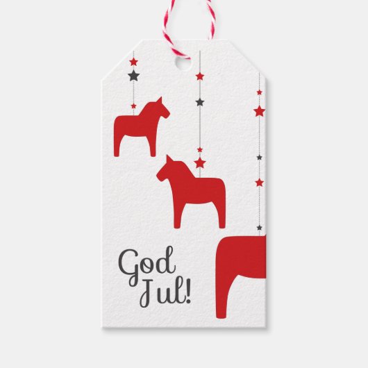 God jul! Dala Horse Gepersonaliseerd Cadeau Label Cadeaulabel (Voorkant)