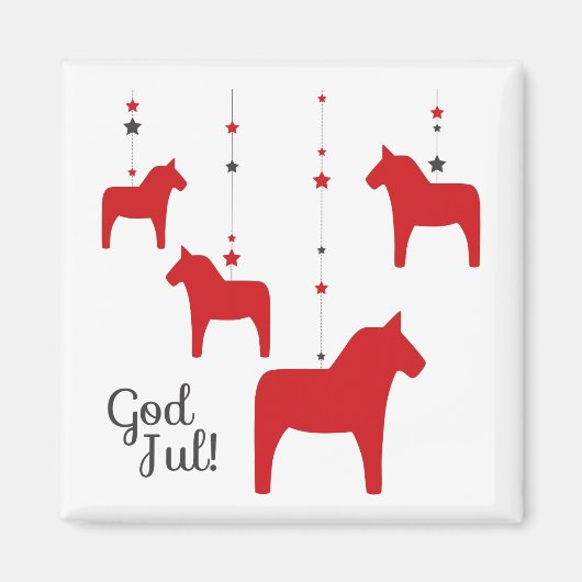 God jul! Dala Horse Magnet (Voorkant)