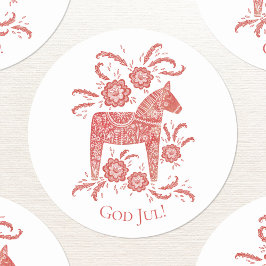 God Jul Dala Horse Red Feestdagen Ronde Sticker