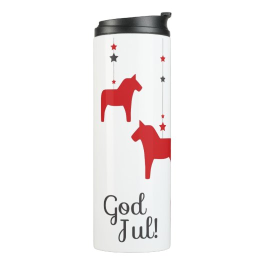 God jul! Dala Horse Thermal Tumbler Thermosbeker (Gedraaid links)
