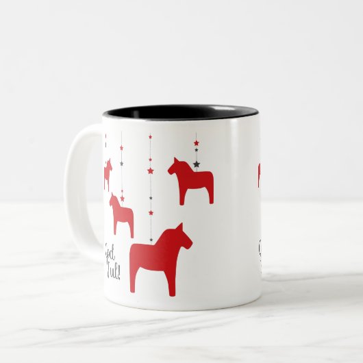 God jul! Dala Horse Two-Tone Coffee Mok (Voorkant links)