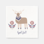 God jul Deer en Flowers Nordic Design Kerstmis | Servetten (Voorkant)
