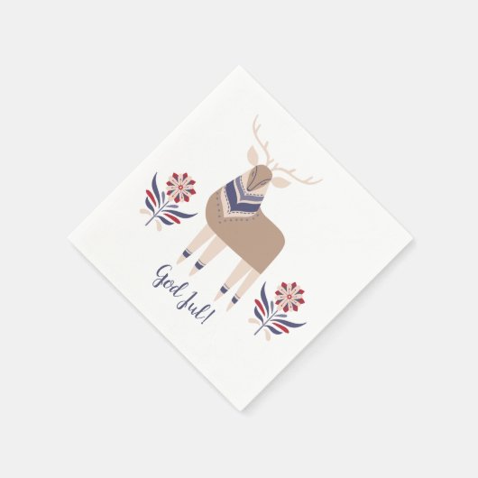 God jul Deer en Flowers Nordic Design Kerstmis | Servetten (Hoek)