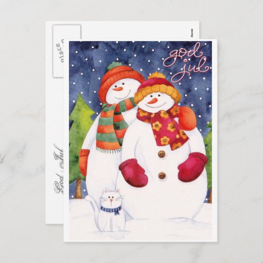 God Jul / Gelukkig Kerstfeest Feestdagenkaart (Voorkant / Achterkant)