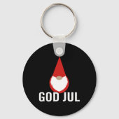 God Jul Gnome Tomte Vrolijk Kerstfeest Sleutelhanger (Voorkant)