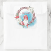 God Jul Gnome Wreath Vierkante Sticker (Tas)