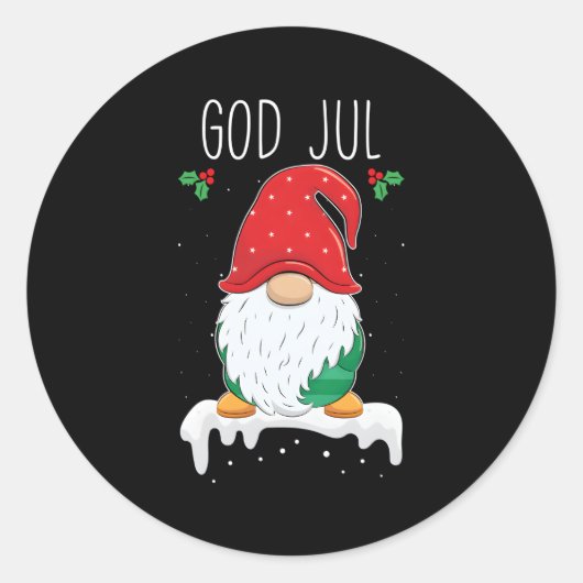 God Jul Gnome Zweeds Tomte Gnome Scandinavisch Ronde Sticker (Voorkant)