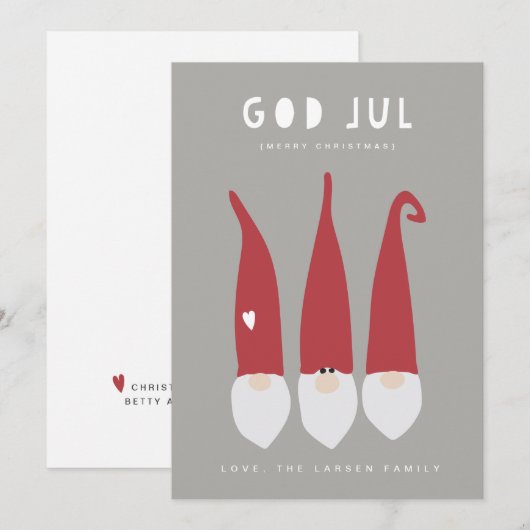 God Jul Gnomes Feestdagenkaart (Voorkant / Achterkant)