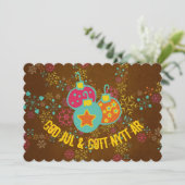 God Jul & Gott Nytt År Ornamenten Feestdagen Kaart (Staand voorkant)