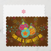 God Jul & Gott Nytt År Ornamenten Feestdagen Kaart (Voorkant / Achterkant)