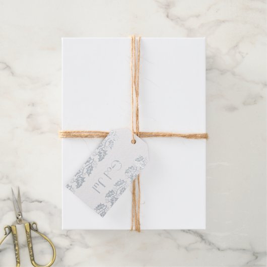 God Jul - Holly - zilver Cadeaulabels (Met Koord)