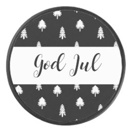 God Jul Kerstmis Scandinavisch zwart patroon cadea Hockey Puck