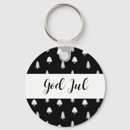 God Jul Kerstmis Scandinavisch zwart patroon cadea Sleutelhanger