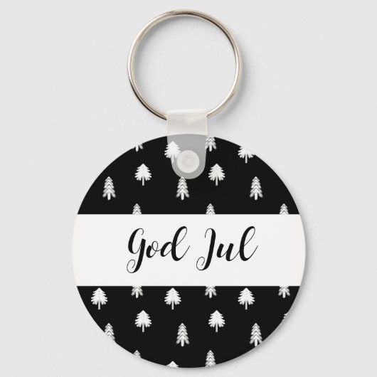 God Jul Kerstmis Scandinavisch zwart patroon cadea Sleutelhanger (Voorkant)