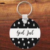 God Jul Kerstmis Scandinavisch zwart patroon cadea Sleutelhanger (Voorkant)